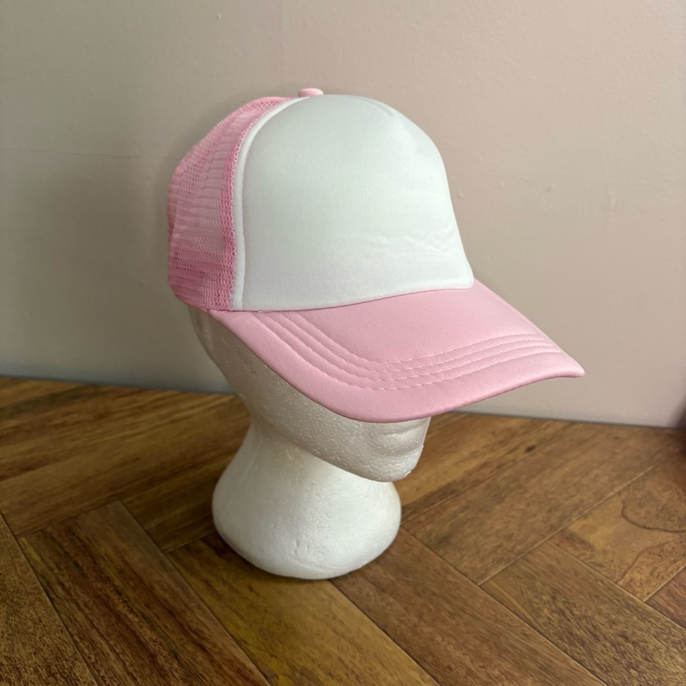 Pink and White Mesh Cap Womens Classic Trucker SnapBack Hat party dorm college